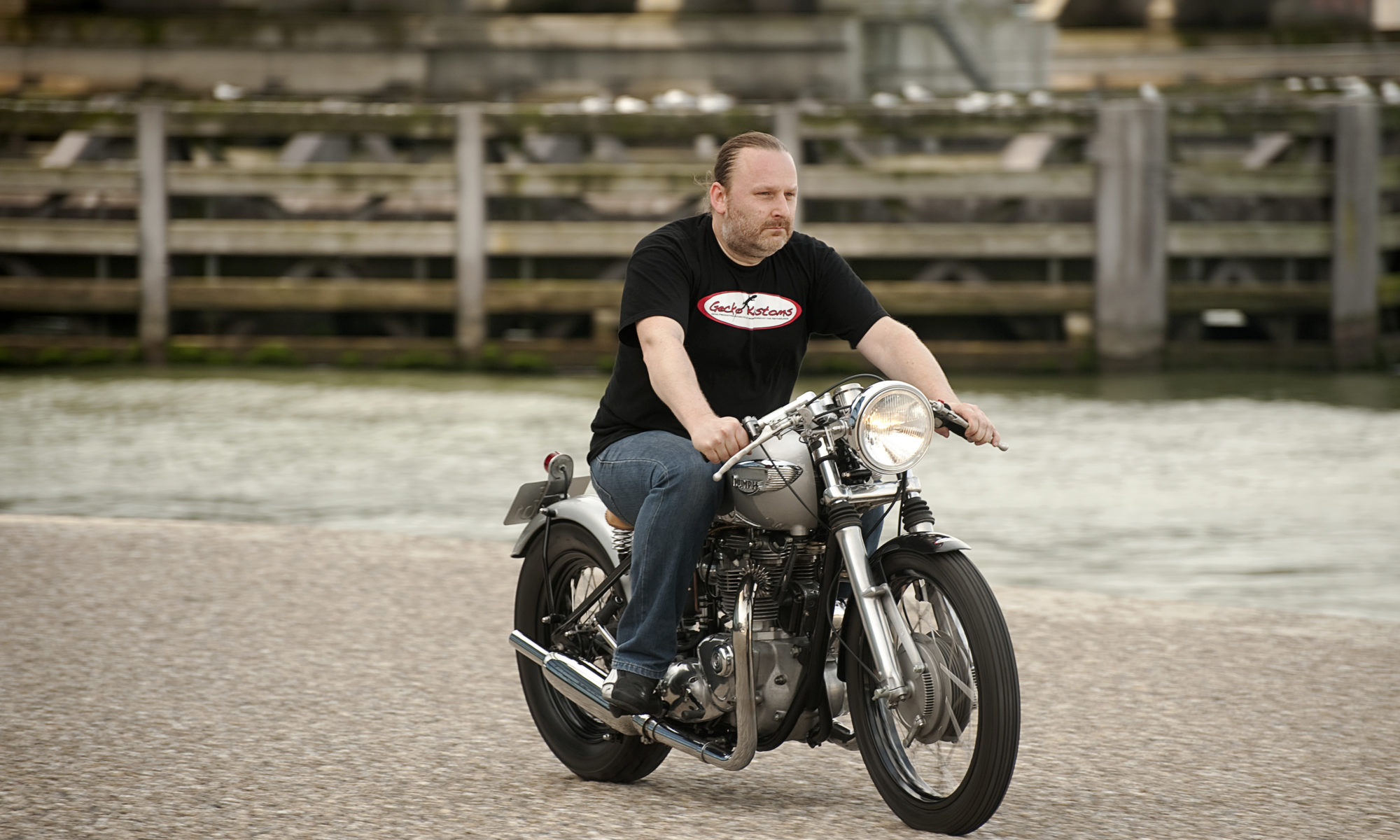 Sander on his Triumph